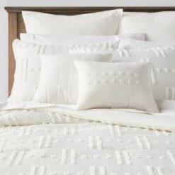 8pc Tufted Broken Stripe Comforter Bedding Set White - Threshold™ -Threshold GUEST 002a1bd3 6315 43f4 bd9f f5b4017f14dd