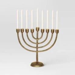 Cast Aluminum Menorah Antique Gold - Threshold™ -Threshold GUEST 04d068b3 94f9 449c a005 4a5d86e53dc0