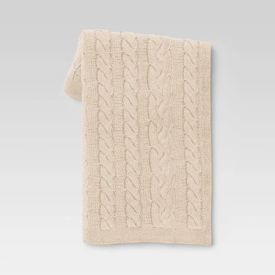Chunky Cable Knit Reversible Throw Blanket - Threshold™ 5 Chunky Cable Knit Reversible Throw Blanket - Threshold™ - Image 5