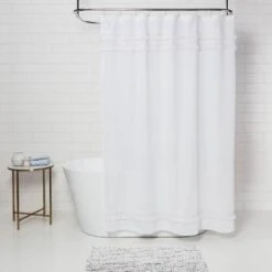Macramé Fringe Shower Curtain Cream - Threshold™