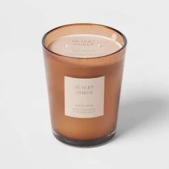 Colored Vase Glass With Dustcover Desert Amber Candle Brown - Threshold™ -Threshold GUEST 122de511 da8f 4184 879f 25e9a167978d