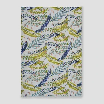 Botanical Rectangular Woven Outdoor Area Rug Blue/Green - Threshold™ 1 Botanical Rectangular Woven Outdoor Area Rug Blue/Green - Threshold™