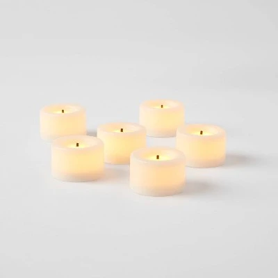 6pk LED Tealight Flameless Black Wick Candle Cream - Threshold™ 2 6pk LED Tealight Flameless Black Wick Candle Cream - Threshold™ - Image 2