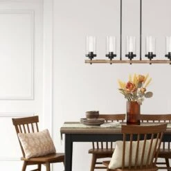 Wood Linear Ceiling Chandelier Wood Tone - Threshold™ -Threshold GUEST 1d124604 18d4 49aa af4d 99e6df792d66