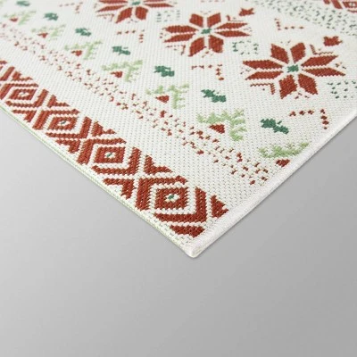 5' X 7' Fair Isle Outdoor Rug Red - Threshold™ 2 5' X 7' Fair Isle Outdoor Rug Red - Threshold™ - Image 2