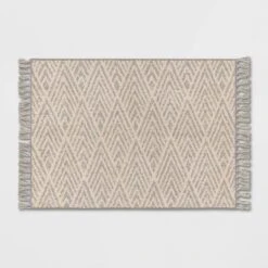 Diamond With Fringe Rug Gray - Threshold™ -Threshold GUEST 3d35566a 7cb6 48a8 968d cc81e5d838e7