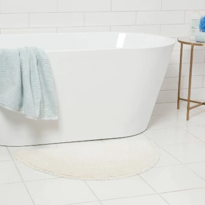 18"x32" Plush Half Moon Bath Rug Cream - Threshold™ 1 18"x32" Plush Half Moon Bath Rug Cream - Threshold™