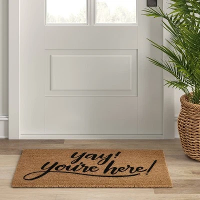 1'6"x2'6" Yay You're Here Coir Doormat Black/Beige - Threshold™ 2 1'6"x2'6" Yay You're Here Coir Doormat Black/Beige - Threshold™ - Image 2