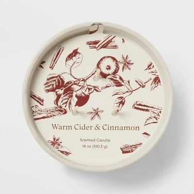 Textured Straight Side Ceramic Warm Cider & Cinnamon Candle White - Threshold™ 4 Textured Straight Side Ceramic Warm Cider & Cinnamon Candle White - Threshold™ - Image 4
