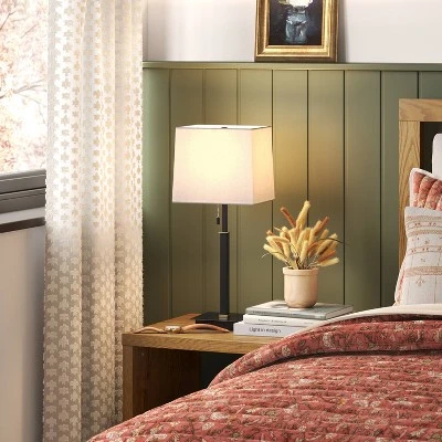 Square Base Stick Lamp With USB Black - Threshold™ 1 Square Base Stick Lamp With USB Black - Threshold™