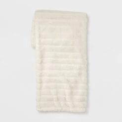 Textured Faux Fur Reversible Throw Blanket - Threshold™ -Threshold GUEST 5e3b70f1 b4d9 457c b4f3 1bcdca1e25a3
