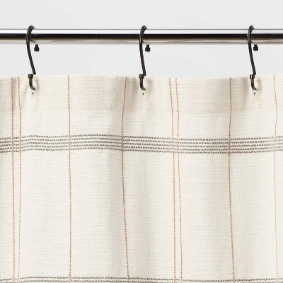 Woven Modern Plaid Shower Curtain Ivory - Threshold™ 2 Woven Modern Plaid Shower Curtain Ivory - Threshold™ - Image 2