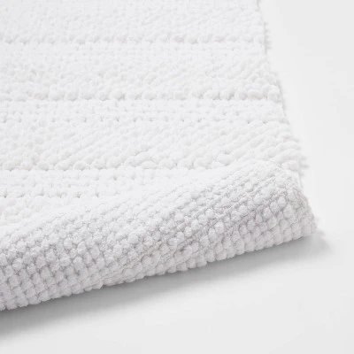 20"x32" Knit Striped Chenille Bath Rug Fringe White - Threshold™ 3 20"x32" Knit Striped Chenille Bath Rug Fringe White - Threshold™ - Image 3