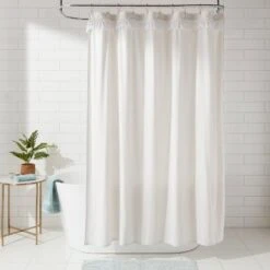 Crochet Trim Shower Curtain Cream - Threshold™