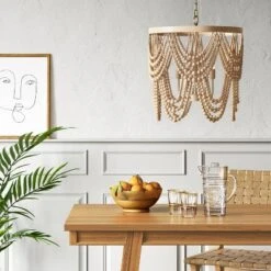 Large Chandelier Wooden Beads Swag Natural Tone - Threshold™