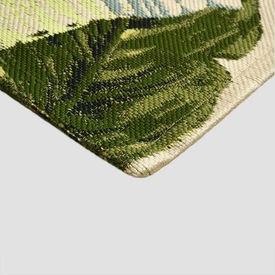 9'x12' Vacation Tropical Rectangular Woven Outdoor Area Rug Green - Threshold™ 1 9'x12' Vacation Tropical Rectangular Woven Outdoor Area Rug Green - Threshold™