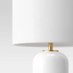 Large Assembled Rounded Cylinder Glass Table Lamp (Includes LED Light Bulb) White - Threshold™ -Threshold GUEST 816bed6f 7dc5 4bde b4d2 bc89c9eb7158