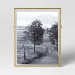 9" X 11" Float To 8" X 10" Linear Metal Easel Single Image Frame Brass - Threshold™ -Threshold GUEST 8354d4de 129f 4921 a25f 39b80092cda9