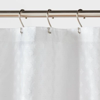 Textured Crochet Trim Shower Curtain White - Threshold™ 2 Textured Crochet Trim Shower Curtain White - Threshold™ - Image 2