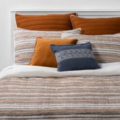 8pc Woven Stripe Comforter Bedding Set Blue/Orange/Off White - Threshold™ -Threshold GUEST 876fc230 7cf5 4589 b2d9 820bcdb612cb