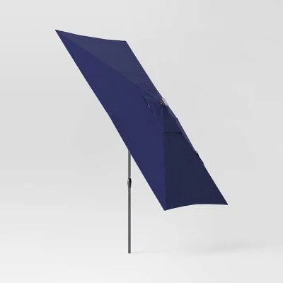 10'x6' Rectangular Solar Market Patio Umbrella - Black Pole - Threshold™ 2 10'x6' Rectangular Solar Market Patio Umbrella - Black Pole - Threshold™ - Image 2