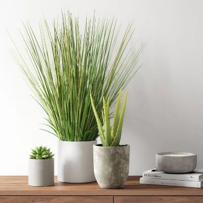 25" X 15" Artificial Onion Grass Arrangement In Ceramic Pot - Threshold™ 1 25" X 15" Artificial Onion Grass Arrangement In Ceramic Pot - Threshold™