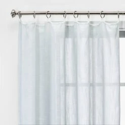 1pc 54"x84" Sheer Contrast Edge Window Curtain Panel White/Natural - Threshold™