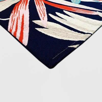 5' X 7' Jungle Tropical Outdoor Rug Navy/Coral - Threshold™ 1 5' X 7' Jungle Tropical Outdoor Rug Navy/Coral - Threshold™
