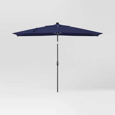 10'x6' Rectangular Solar Market Patio Umbrella - Black Pole - Threshold™ 6 10'x6' Rectangular Solar Market Patio Umbrella - Black Pole - Threshold™ - Image 6