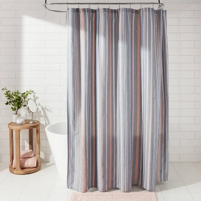 Seersucker Waffle Shower Curtain Blue - Threshold™ 1 Seersucker Waffle Shower Curtain Blue - Threshold™