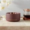 15oz Ceramic Jar 3-Wick Black Honey Vanilla Candle Plum Purple - Threshold™