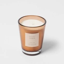 Colored Vase Glass With Dustcover Desert Amber Candle Brown - Threshold™ -Threshold GUEST b38f17b2 0d53 4c5b bb58 f4b0dd118311