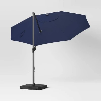 11'x11' Offset Solar Patio Umbrella - Black Pole - Threshold™ 2 11'x11' Offset Solar Patio Umbrella - Black Pole - Threshold™ - Image 2