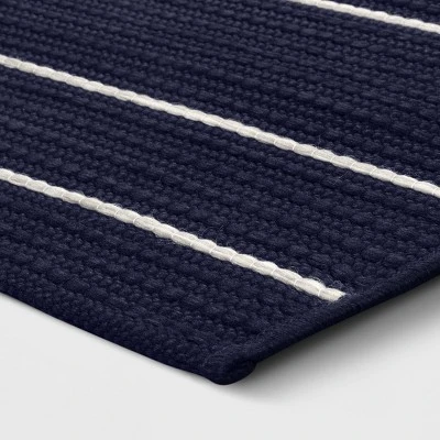 7'x10' Thin Stripe Rectangular Woven Outdoor Area Rug Navy/Ivory - Threshold™ 2 7'x10' Thin Stripe Rectangular Woven Outdoor Area Rug Navy/Ivory - Threshold™ - Image 2