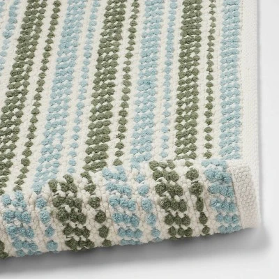 20"x32" Chenille Striped Bath Rug Dark Green - Threshold™ 3 20"x32" Chenille Striped Bath Rug Dark Green - Threshold™ - Image 3