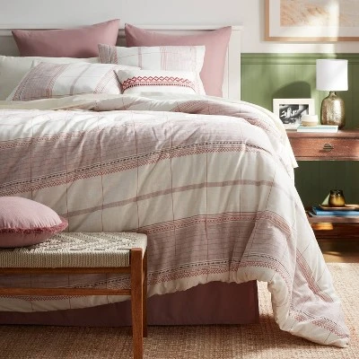8pc Stripe Boho Comforter Set Mauve - Threshold™ 1 8pc Stripe Boho Comforter Set Mauve - Threshold™
