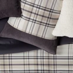 8pc Plaid With Corduroy Comforter Bedding Set Gray/Taupe - Threshold™ -Threshold GUEST dd62e888 3bd5 41f9 9388 eb84a69796ab