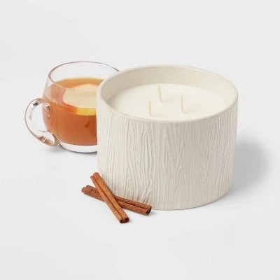 Textured Straight Side Ceramic Warm Cider & Cinnamon Candle White - Threshold™ 2 Textured Straight Side Ceramic Warm Cider & Cinnamon Candle White - Threshold™ - Image 2