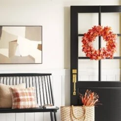 30" X 24" Abstract Framed Canvas Tan - Threshold™