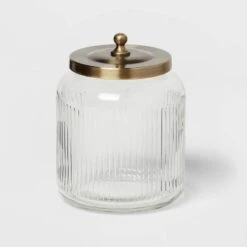 Medium Glass Bath Canister Brass - Threshold™ -Threshold GUEST f121f021 a954 4a93 a3fb bd9f52fc73ce