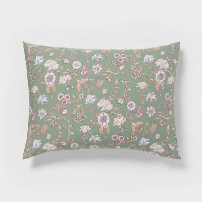 Boho Reversible Printed Comforter & Sham Set Green Floral - Threshold™ 3 Boho Reversible Printed Comforter & Sham Set Green Floral - Threshold™ - Image 3