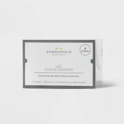 4pk LED Votive Flameless Black Wick Candle White - Threshold™ 2 4pk LED Votive Flameless Black Wick Candle White - Threshold™ - Image 2